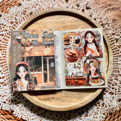 20 Sheets Flower Letter Creative Character PET Sticker Book