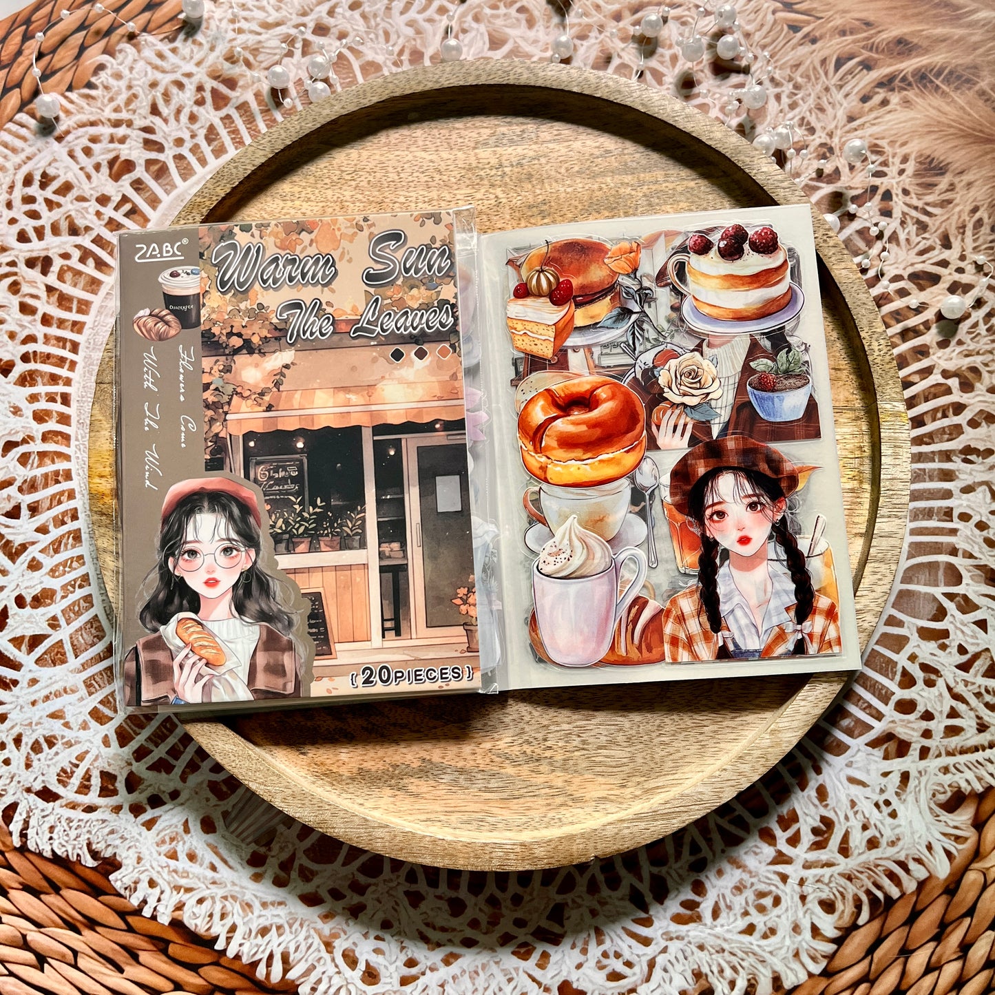 20 Sheets Flower Letter Creative Character PET Sticker Book