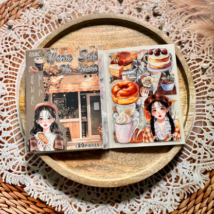 20 Sheets Flower Letter Creative Character PET Sticker Book