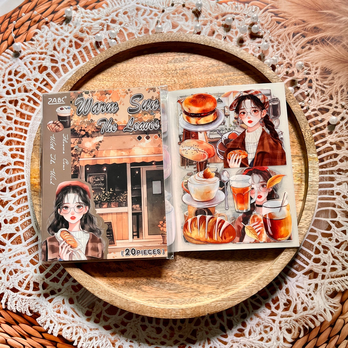 20 Sheets Flower Letter Creative Character PET Sticker Book