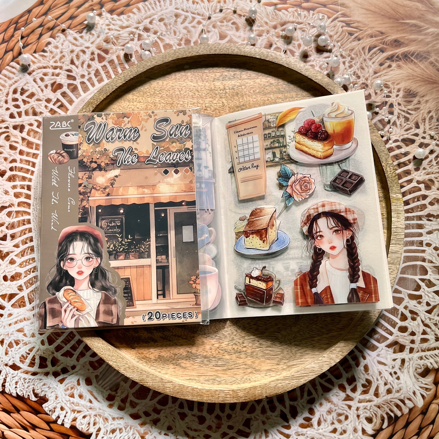 20 Sheets Flower Letter Creative Character PET Sticker Book