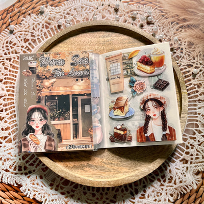 20 Sheets Flower Letter Creative Character PET Sticker Book