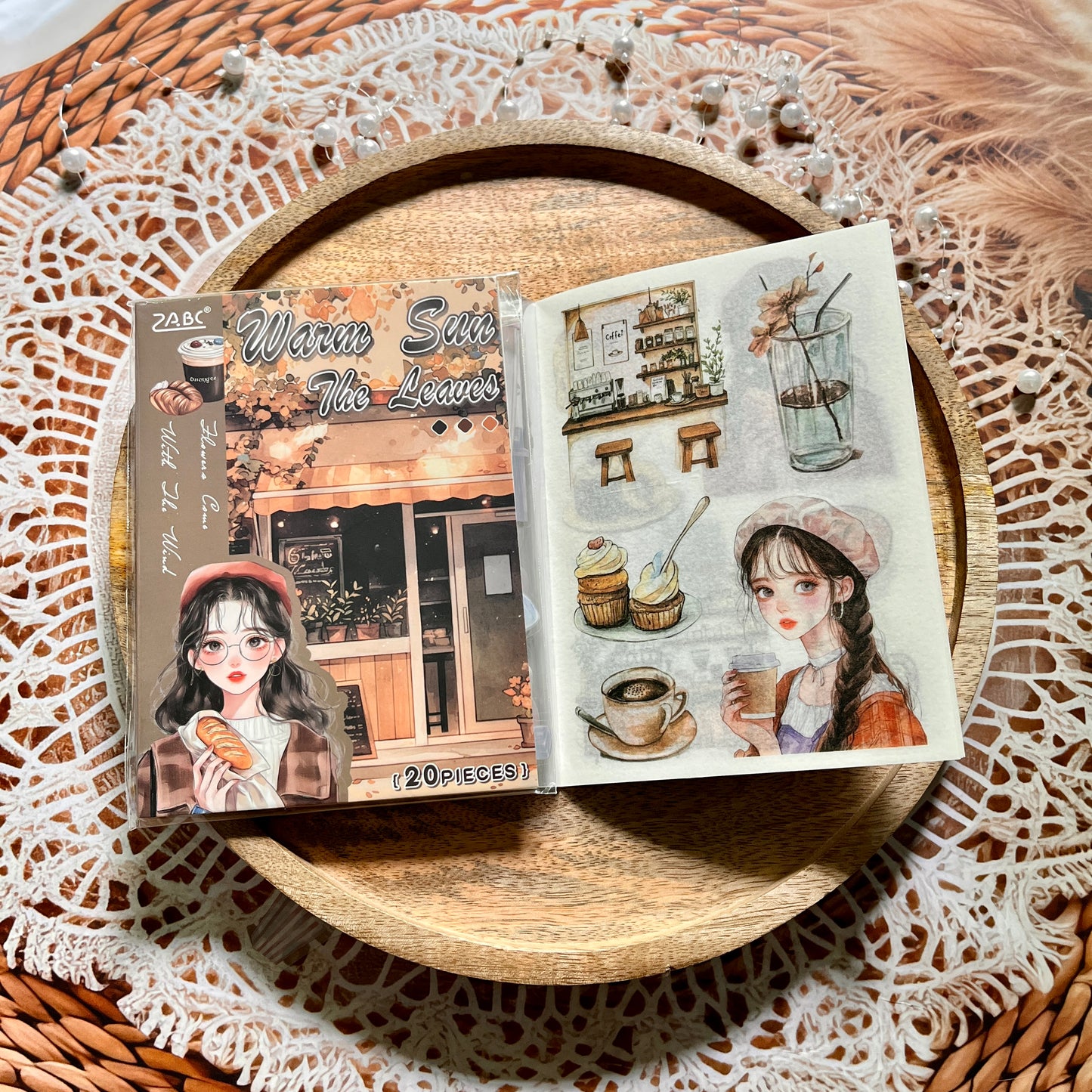 20 Sheets Flower Letter Creative Character PET Sticker Book