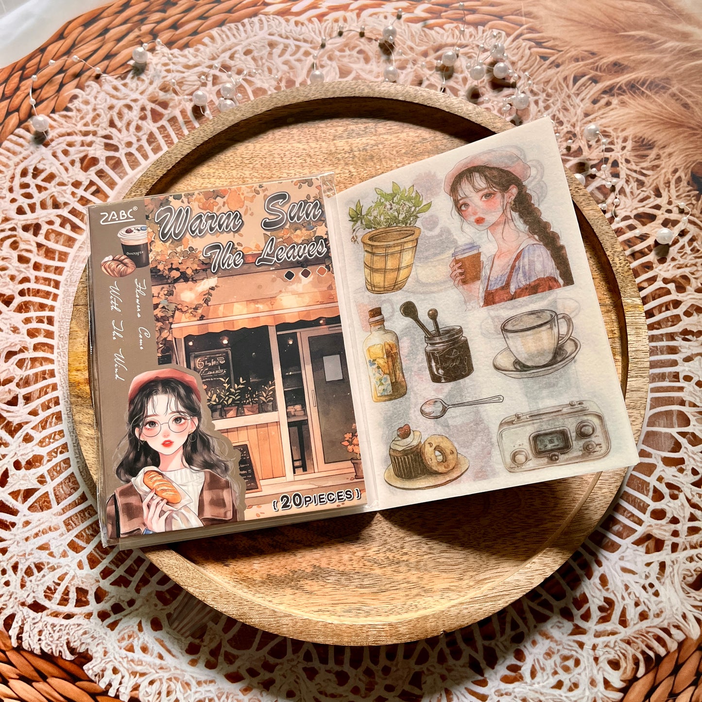 20 Sheets Flower Letter Creative Character PET Sticker Book