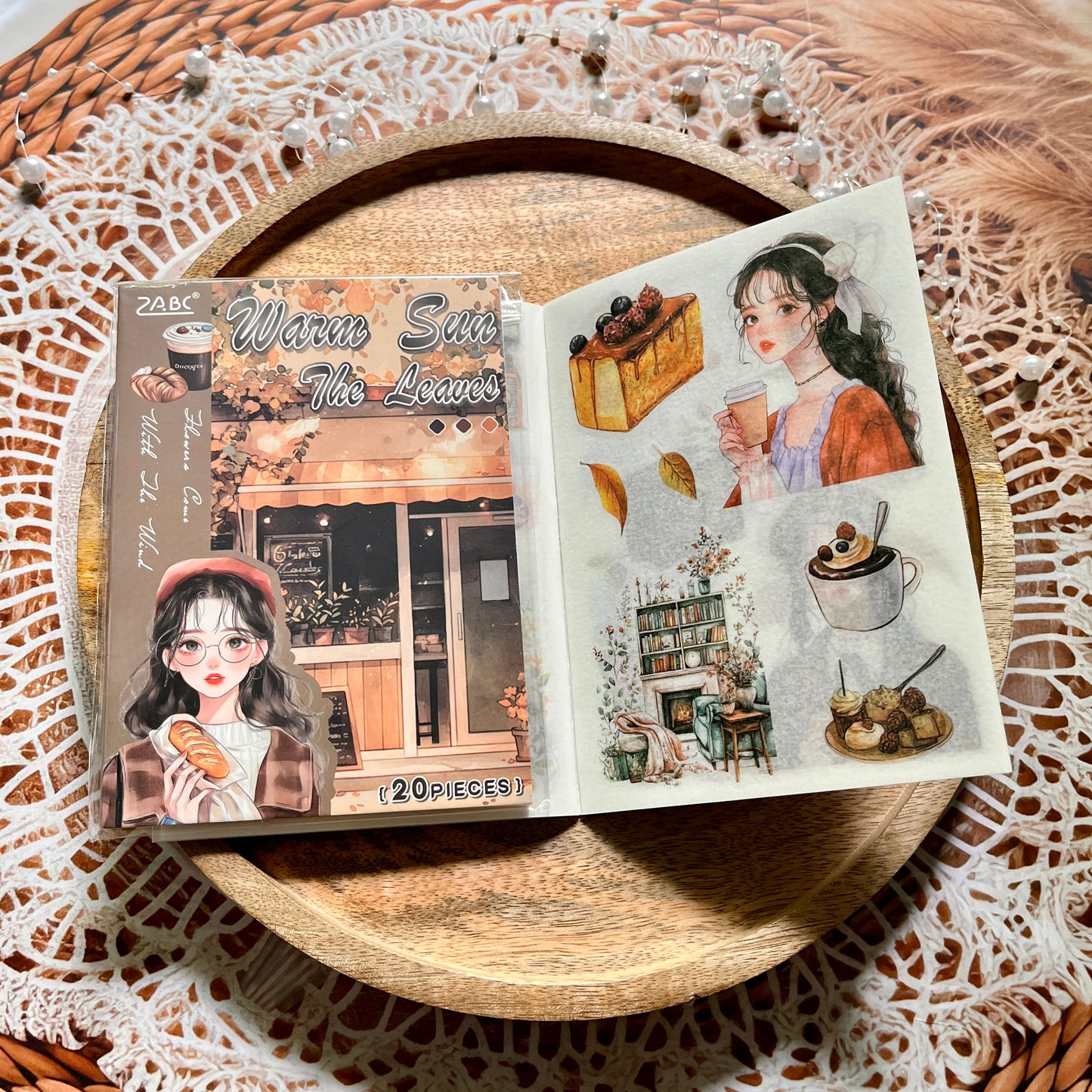 20 Sheets Flower Letter Creative Character PET Sticker Book