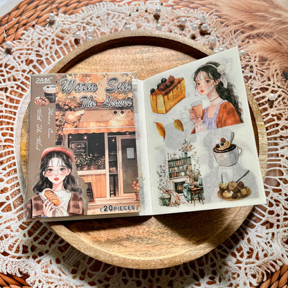 20 Sheets Flower Letter Creative Character PET Sticker Book