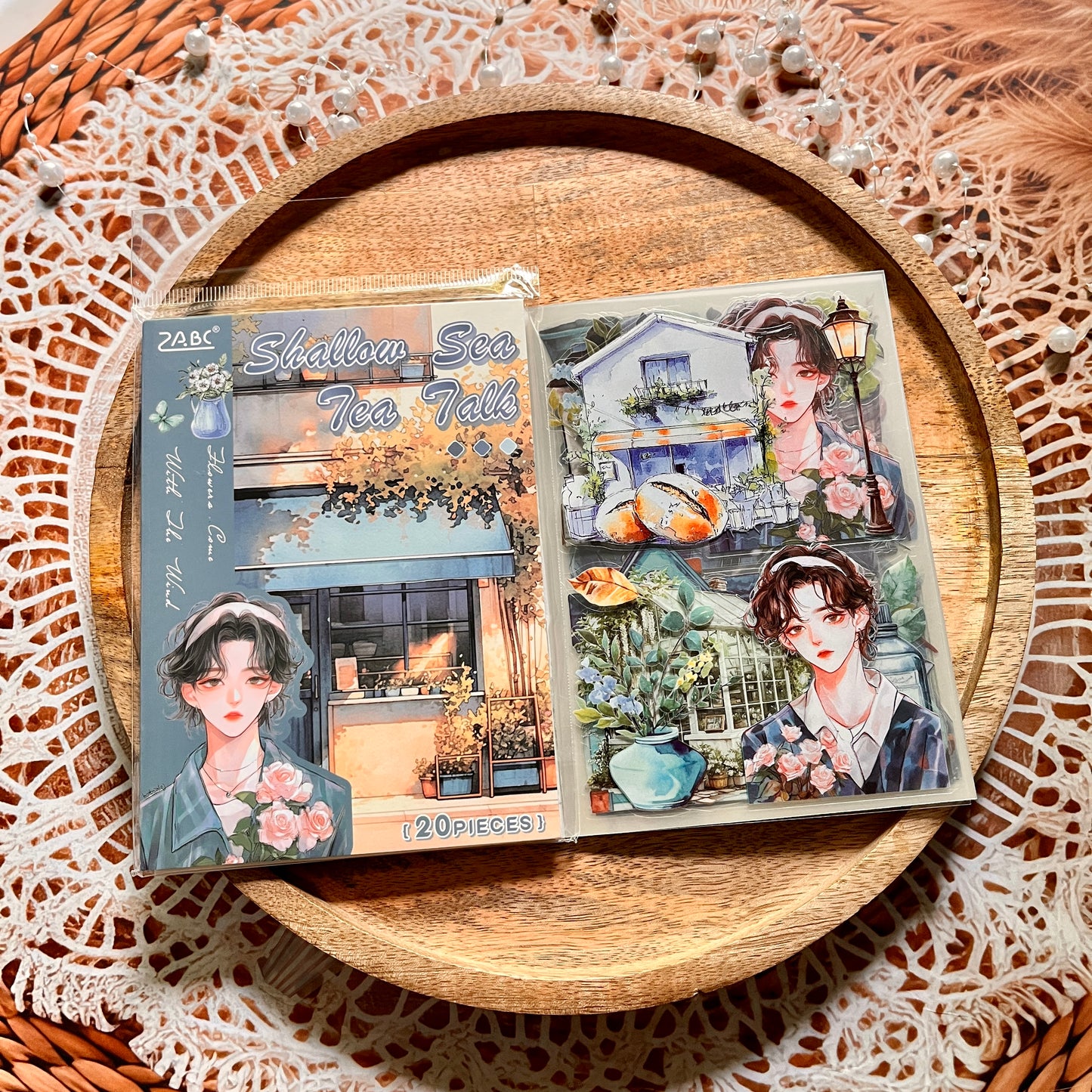 20 Sheets Flower Letter Creative Character PET Sticker Book