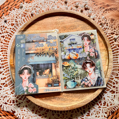 20 Sheets Flower Letter Creative Character PET Sticker Book