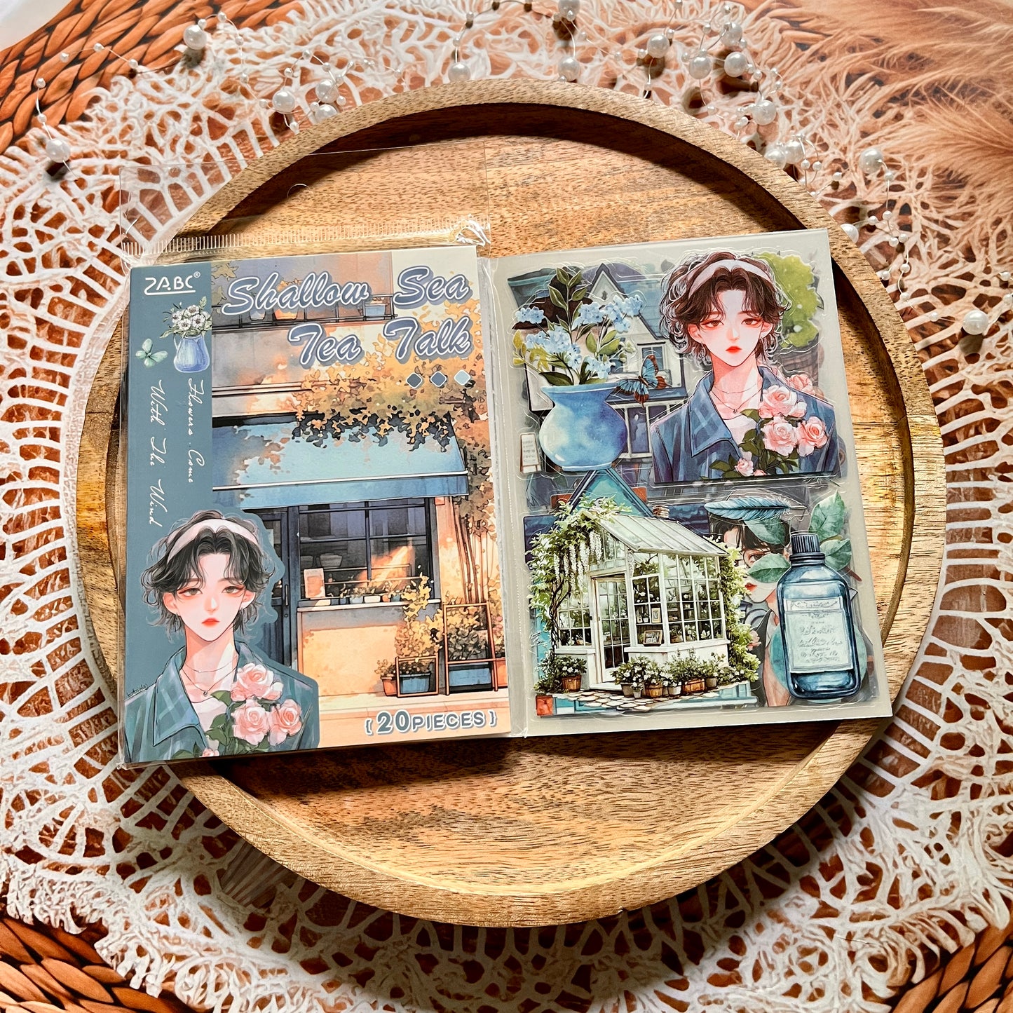 20 Sheets Flower Letter Creative Character PET Sticker Book