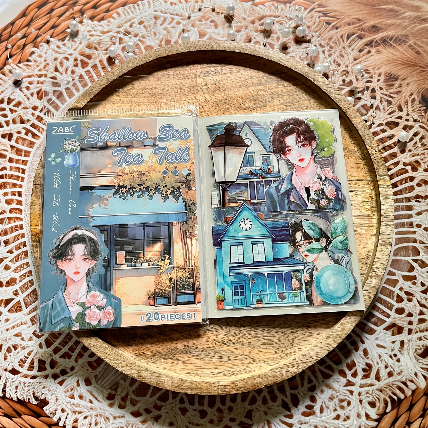 20 Sheets Flower Letter Creative Character PET Sticker Book