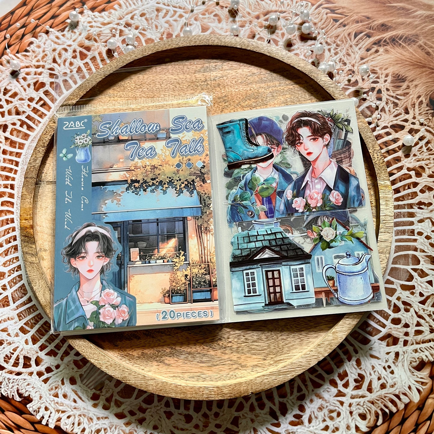 20 Sheets Flower Letter Creative Character PET Sticker Book