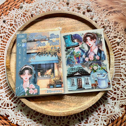 20 Sheets Flower Letter Creative Character PET Sticker Book