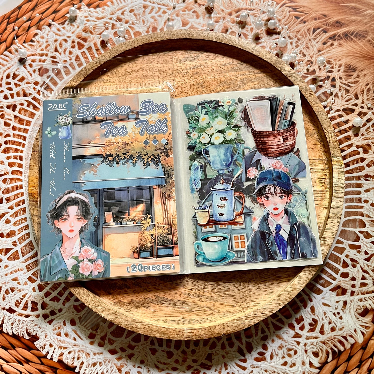 20 Sheets Flower Letter Creative Character PET Sticker Book