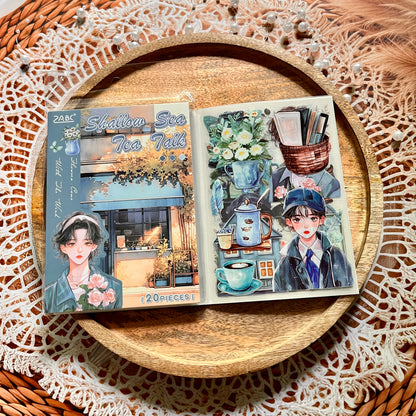 20 Sheets Flower Letter Creative Character PET Sticker Book