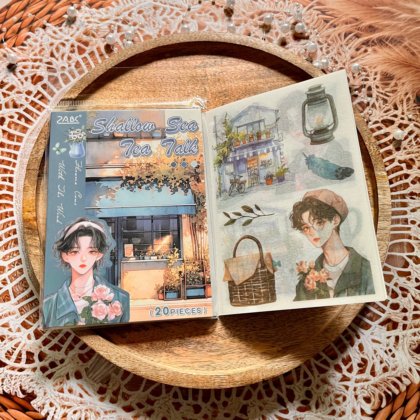 20 Sheets Flower Letter Creative Character PET Sticker Book