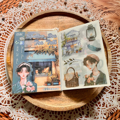 20 Sheets Flower Letter Creative Character PET Sticker Book