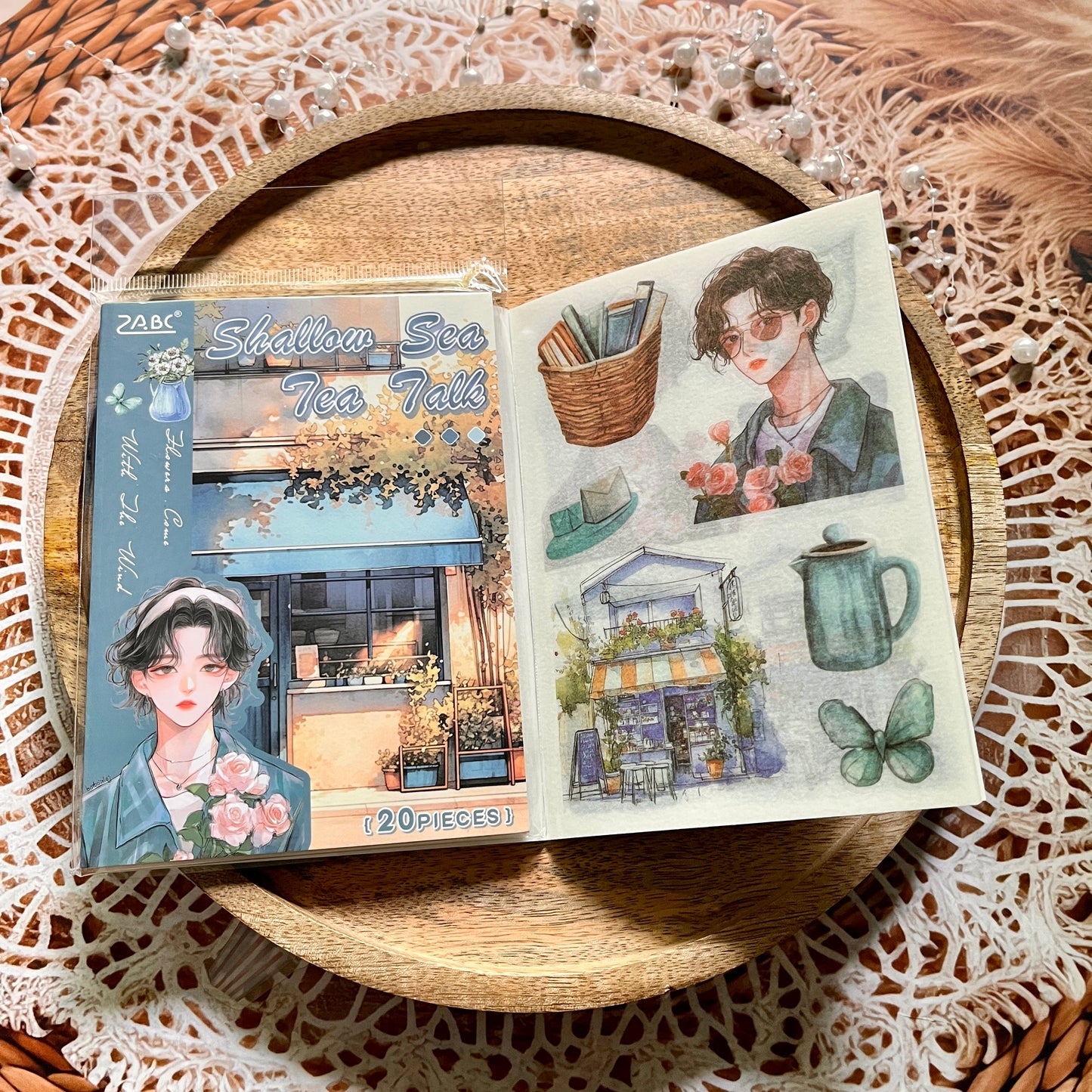 20 Sheets Flower Letter Creative Character PET Sticker Book