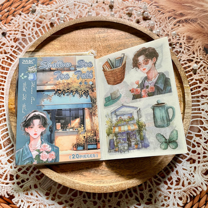 20 Sheets Flower Letter Creative Character PET Sticker Book