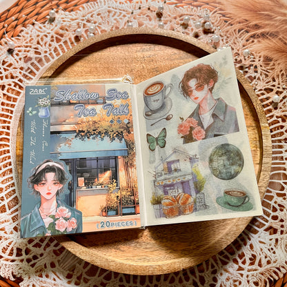 20 Sheets Flower Letter Creative Character PET Sticker Book