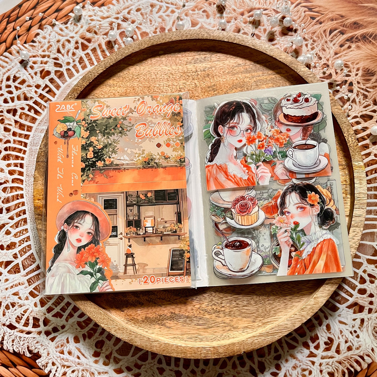 20 Sheets Flower Letter Creative Character PET Sticker Book