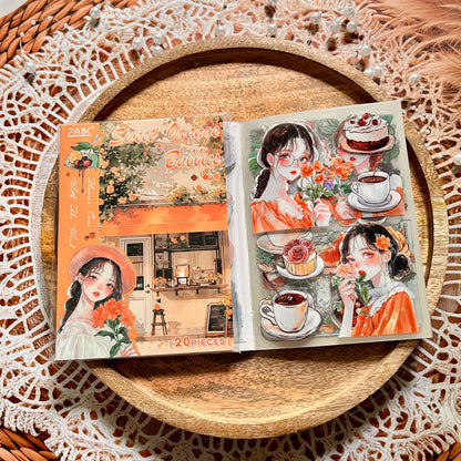 20 Sheets Flower Letter Creative Character PET Sticker Book