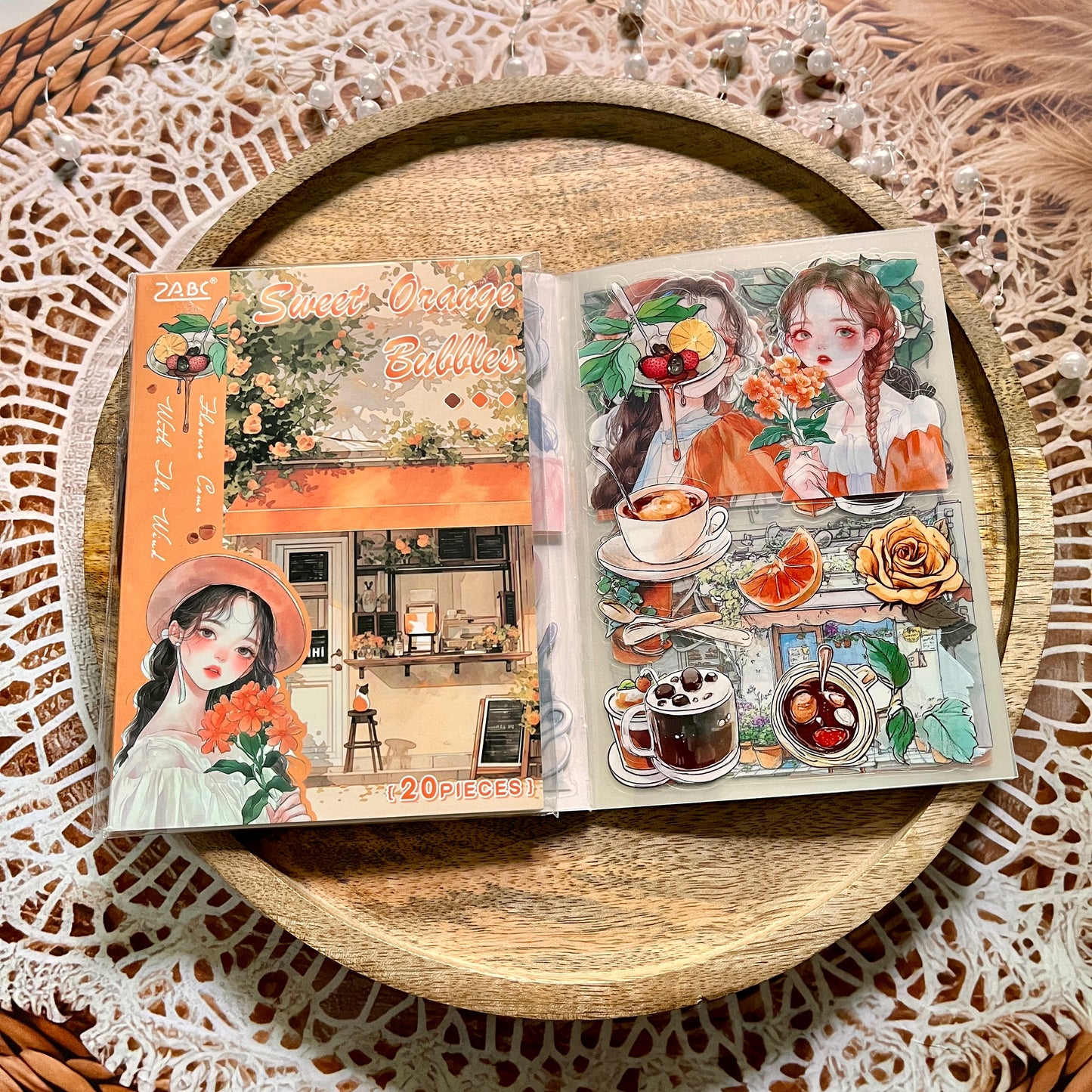 20 Sheets Flower Letter Creative Character PET Sticker Book