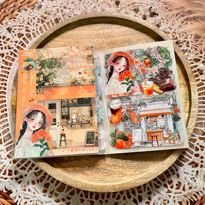 20 Sheets Flower Letter Creative Character PET Sticker Book