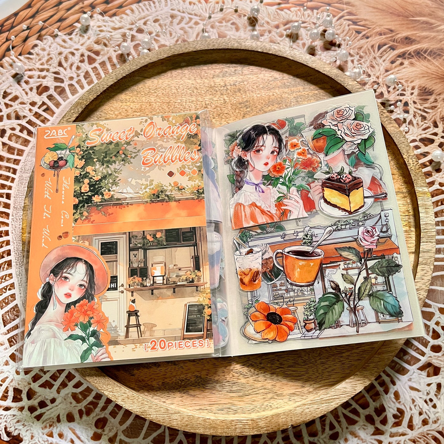 20 Sheets Flower Letter Creative Character PET Sticker Book