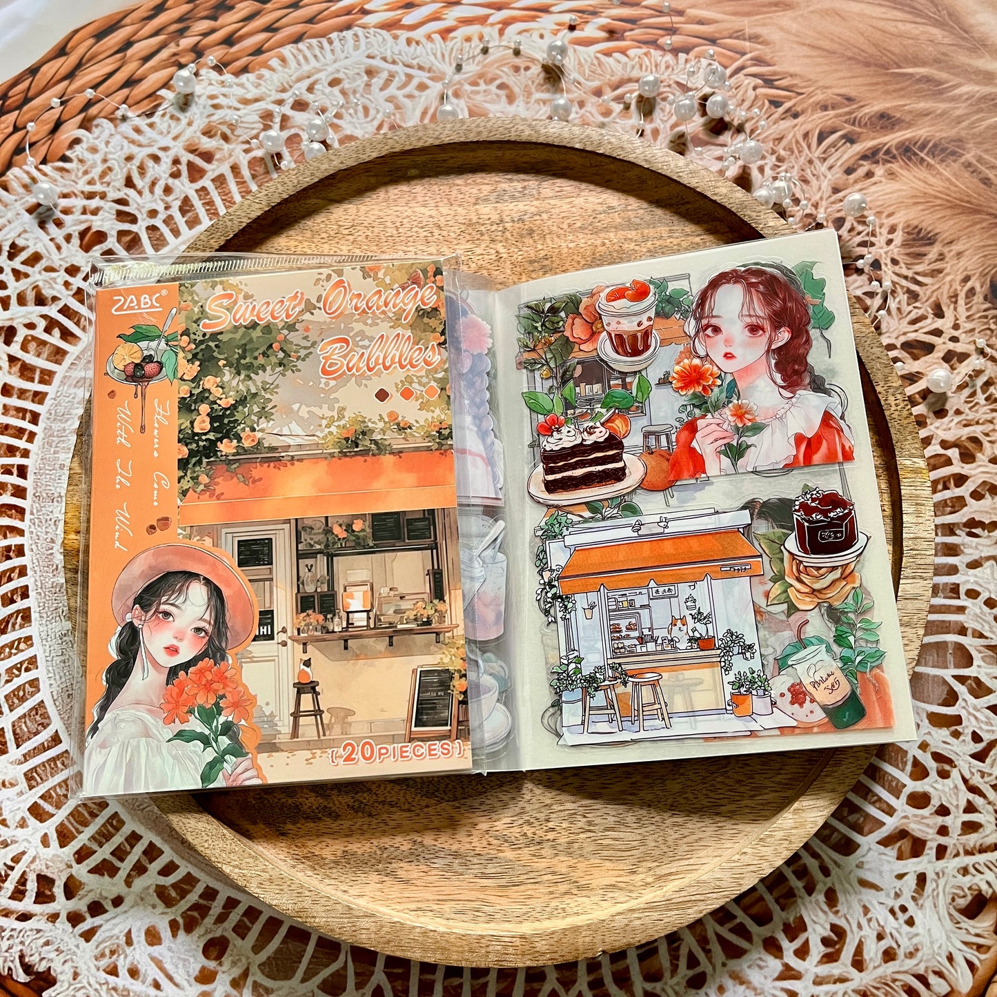 20 Sheets Flower Letter Creative Character PET Sticker Book