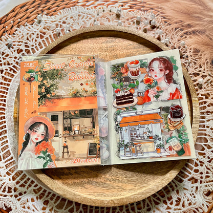 20 Sheets Flower Letter Creative Character PET Sticker Book