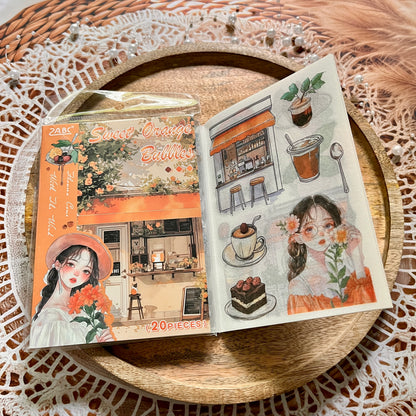 20 Sheets Flower Letter Creative Character PET Sticker Book