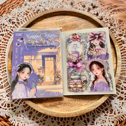 20 Sheets Flower Letter Creative Character PET Sticker Book