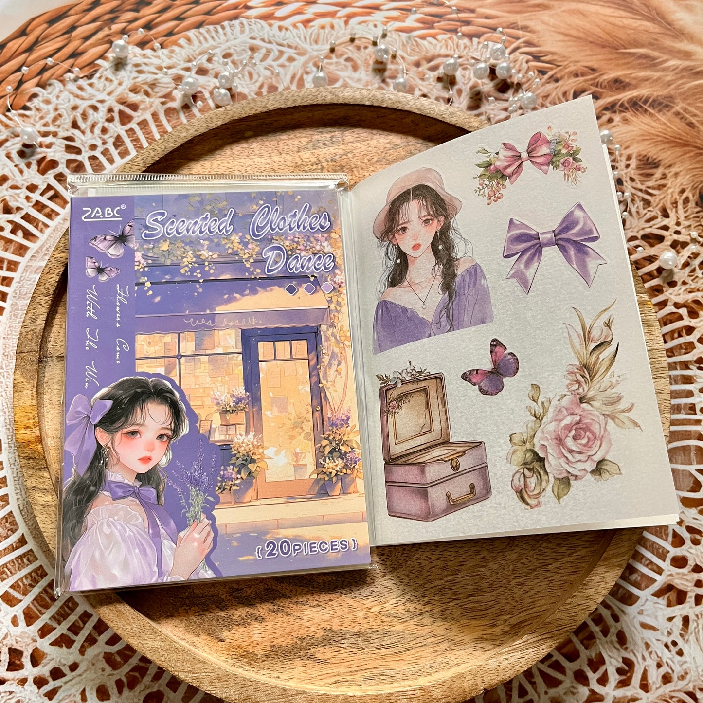 20 Sheets Flower Letter Creative Character PET Sticker Book