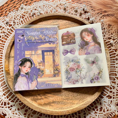 20 Sheets Flower Letter Creative Character PET Sticker Book