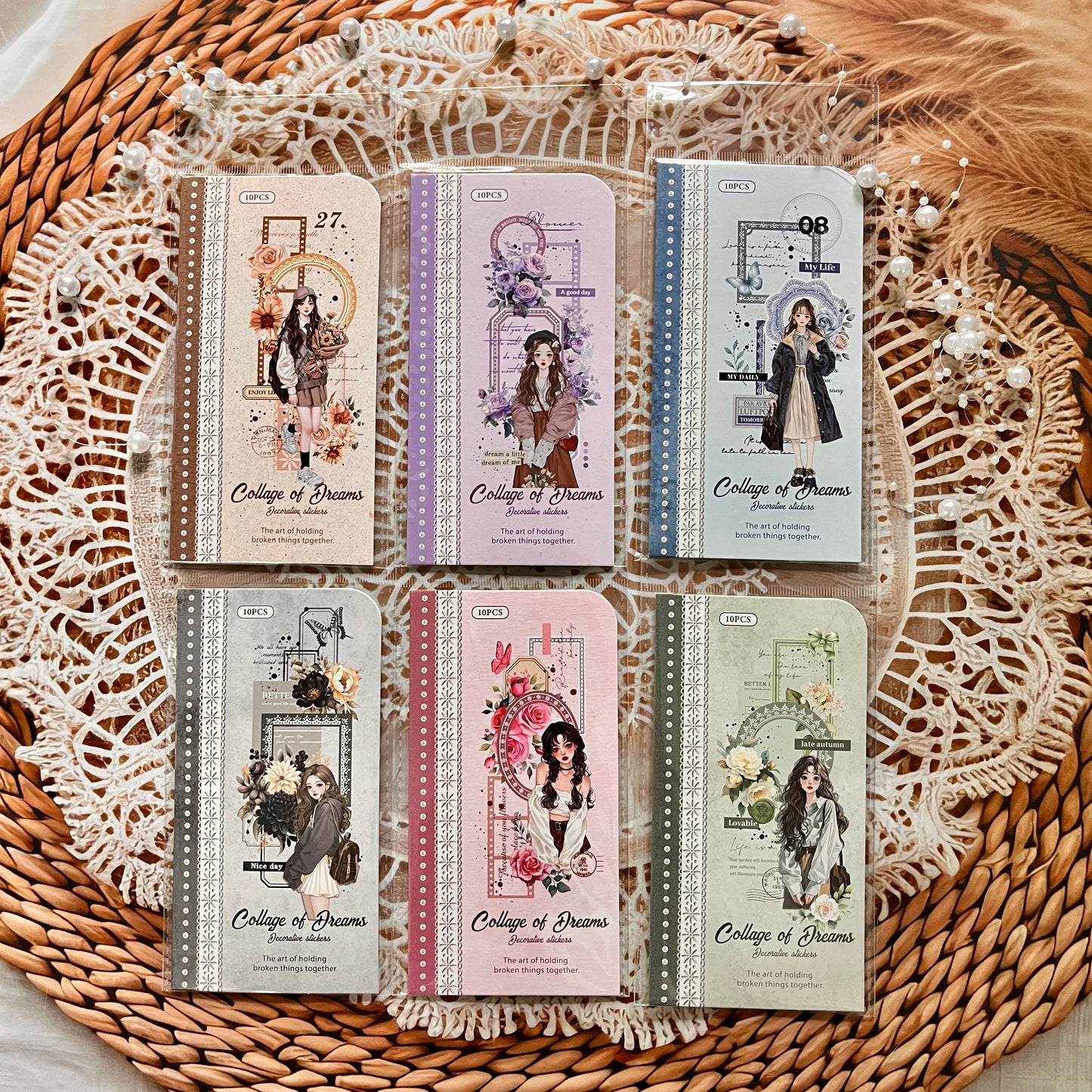 10 Pcs Romantic Deconstruction Series Light Retro Girl PET Strip Collage Sticker