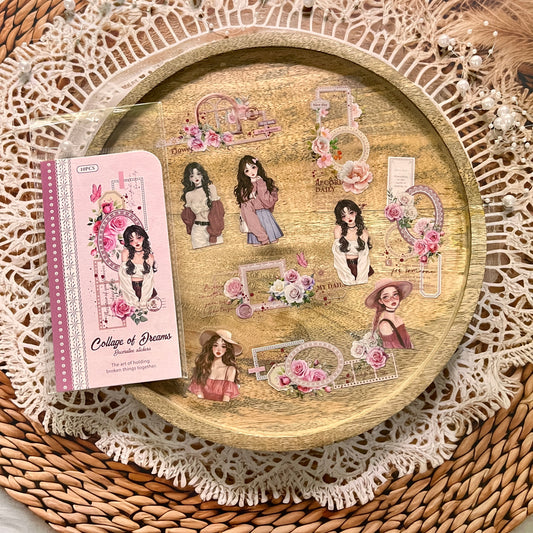 10 Pcs Romantic Deconstruction Series Light Retro Girl PET Strip Collage Sticker