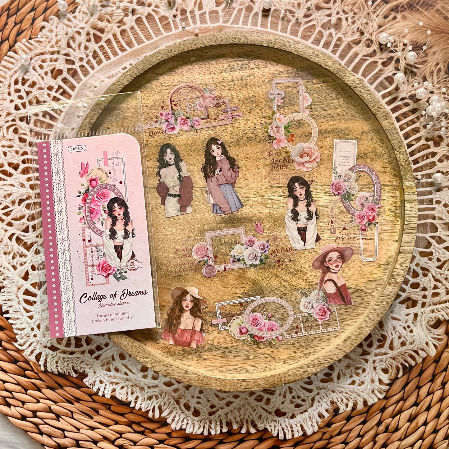 10 Pcs Romantic Deconstruction Series Light Retro Girl PET Strip Collage Sticker