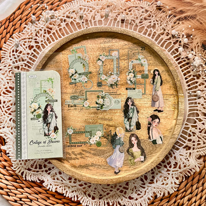 10 Pcs Romantic Deconstruction Series Light Retro Girl PET Strip Collage Sticker