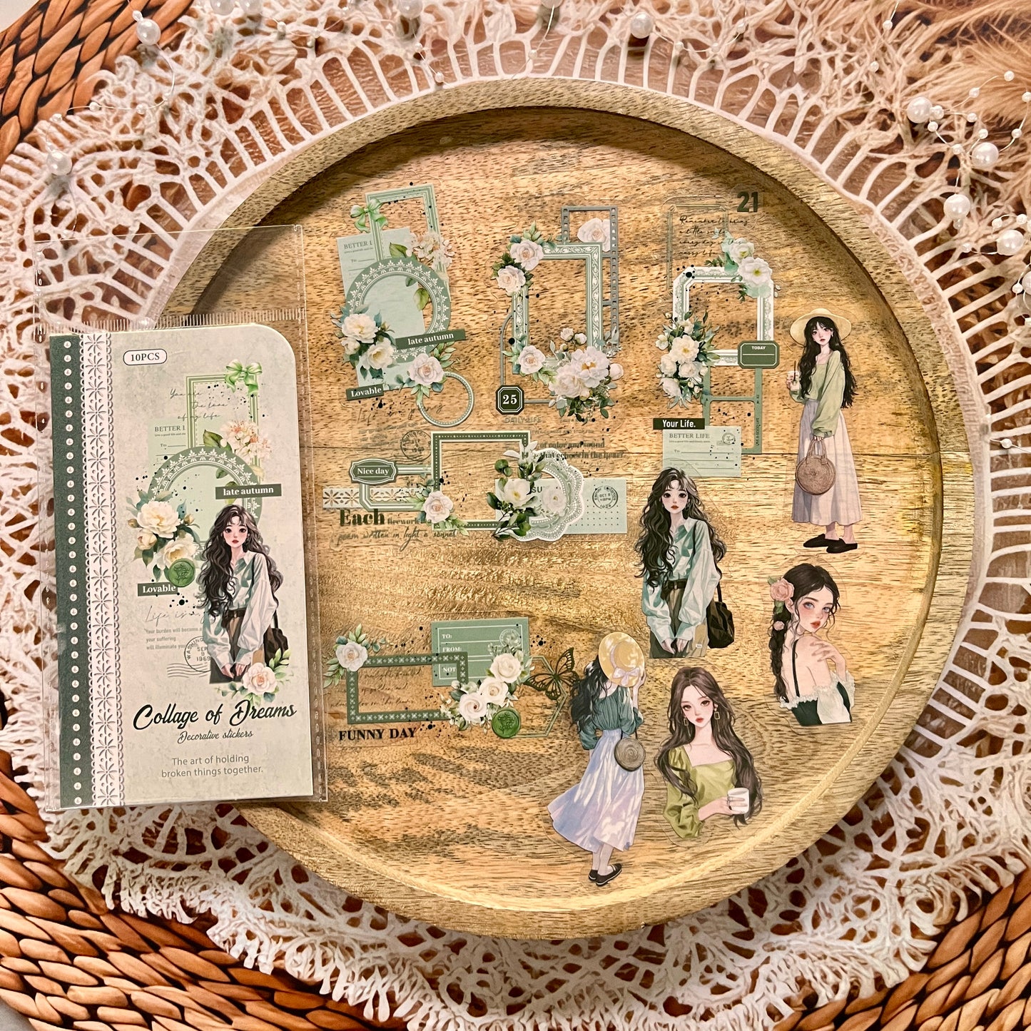 10 Pcs Romantic Deconstruction Series Light Retro Girl PET Strip Collage Sticker