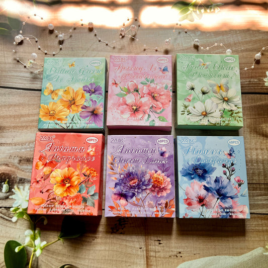 60 Pcs per box Four Seasons Flower Language Creative Flower Sticker Box