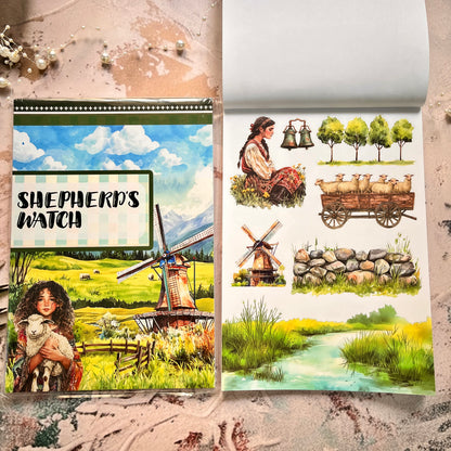 20 Sheets Retro European and American Character Die-Cut Sticker Book