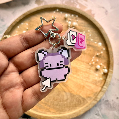 1 Pc Cute Retro Pixel-Style Keychain Fun Acrylic Charm
