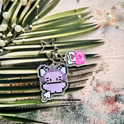 1 Pc Cute Retro Pixel-Style Keychain Fun Acrylic Charm