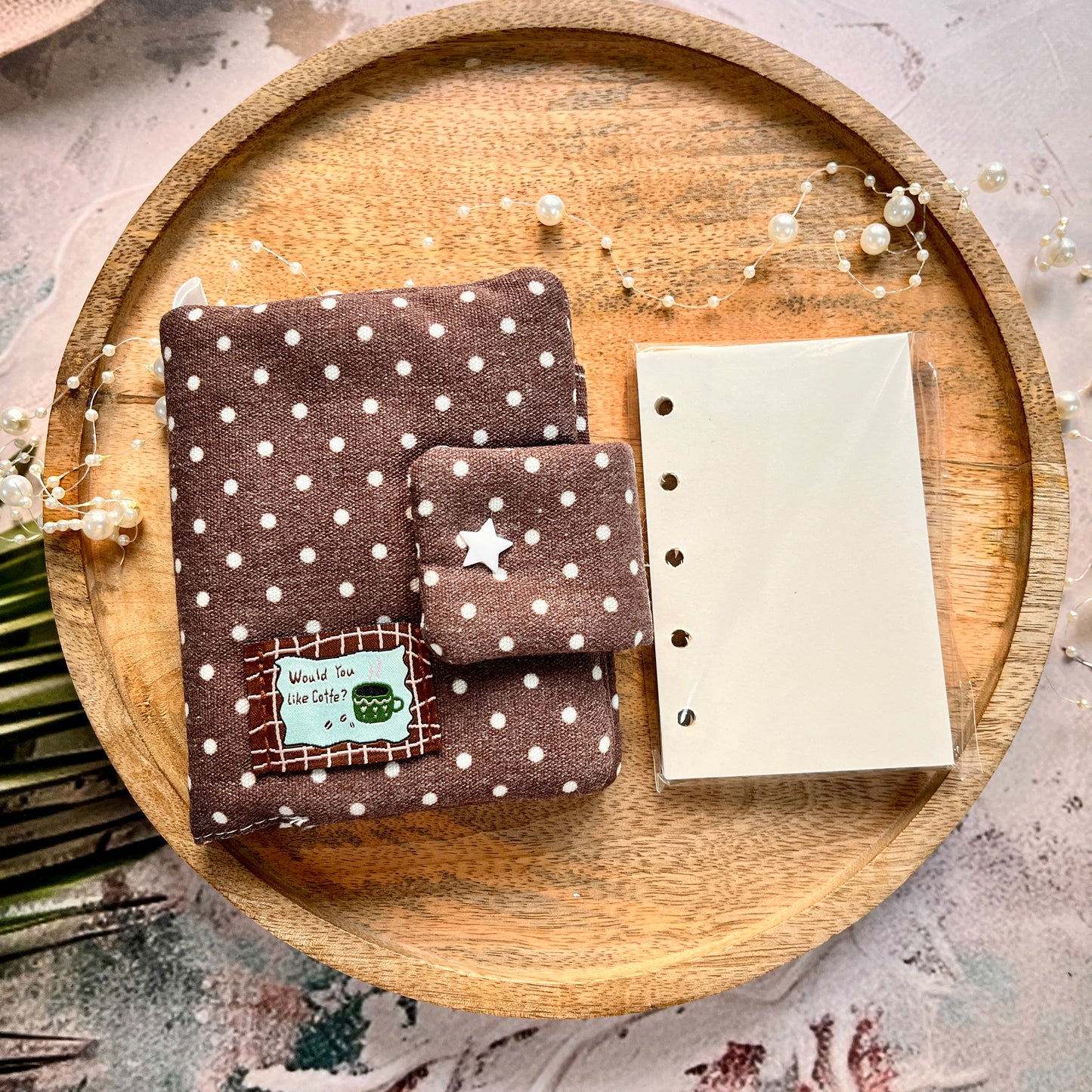 1 Pc Stylish Korean-style polka-dot brown M5 Cloth Notebook