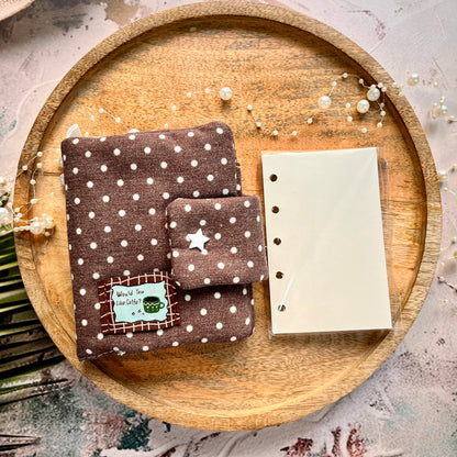 1 Pc Stylish Korean-style polka-dot brown M5 Cloth Notebook
