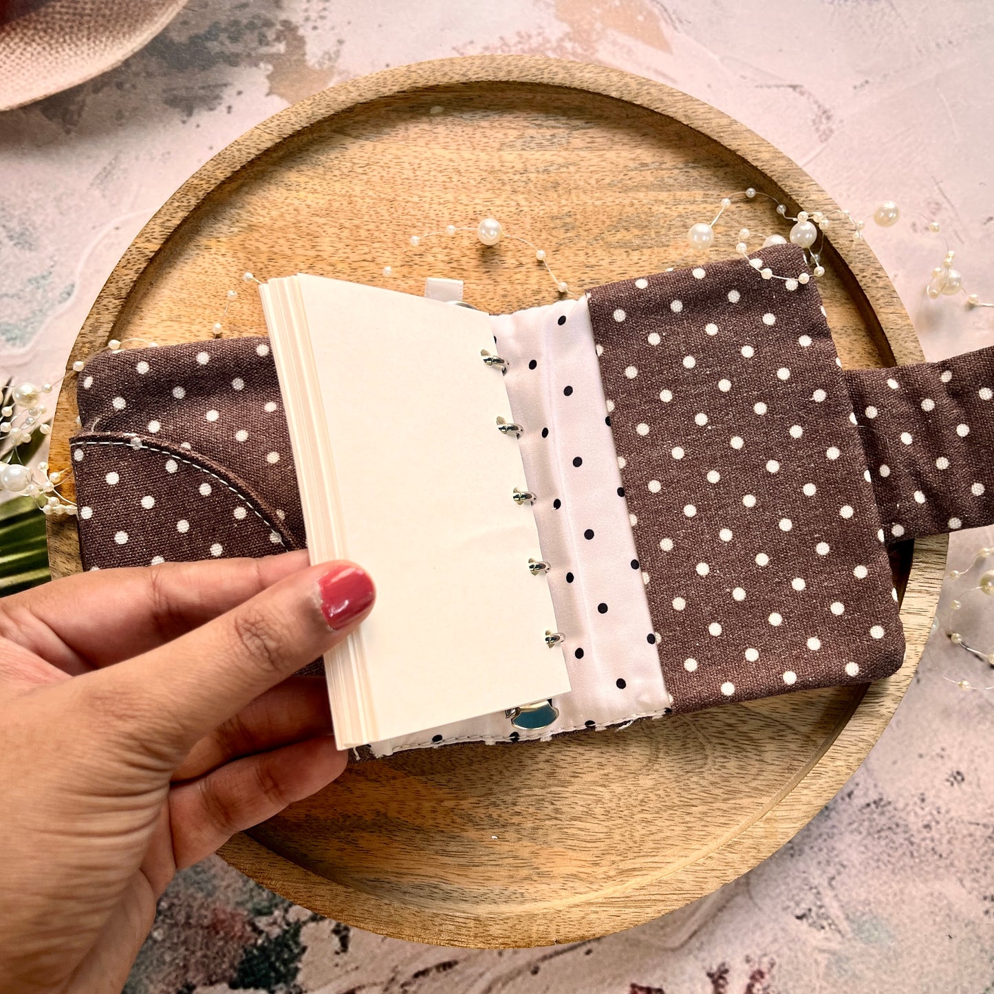 1 Pc Stylish Korean-style polka-dot brown M5 Cloth Notebook