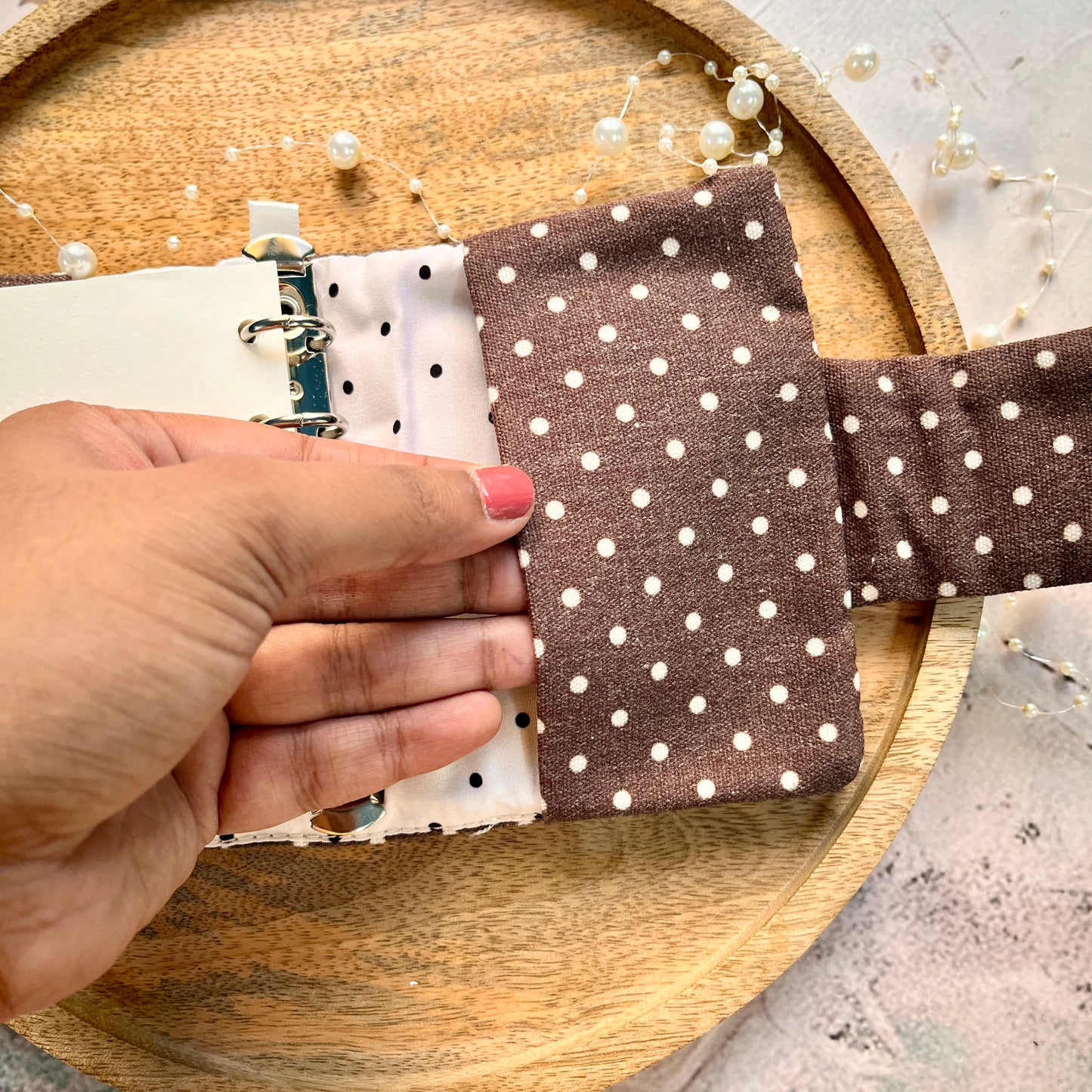 1 Pc Stylish Korean-style polka-dot brown M5 Cloth Notebook