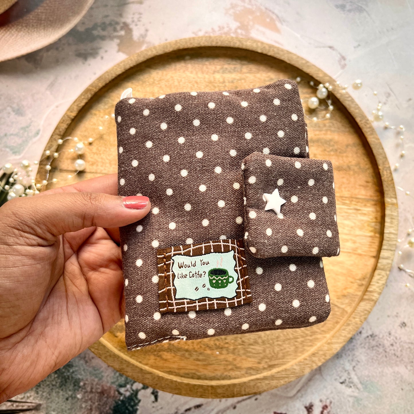1 Pc Stylish Korean-style polka-dot brown M5 Cloth Notebook