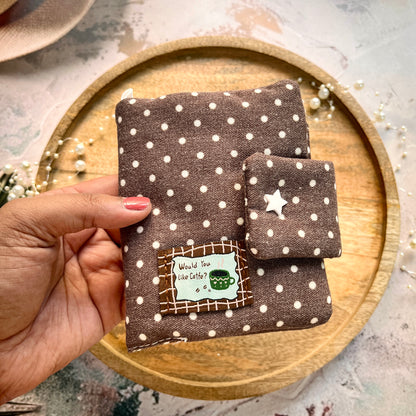 1 Pc Stylish Korean-style polka-dot brown M5 Cloth Notebook