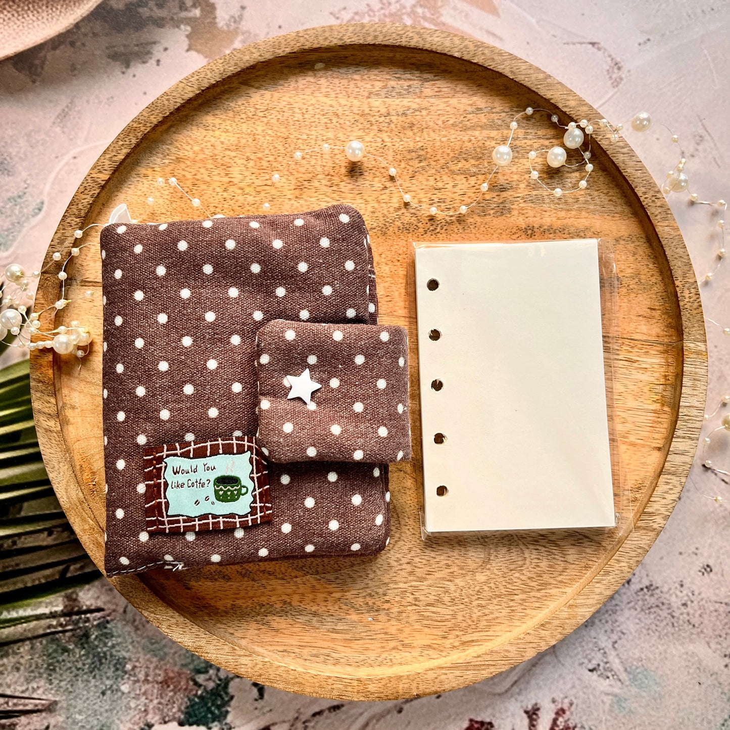 1 Pc Stylish Korean-style polka-dot brown M5 Cloth Notebook